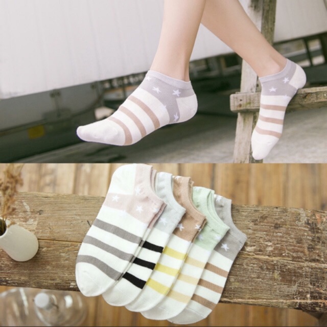 Tất vớ nữ cổ ngắn kẻ sọc phong cánh Hàn quốc nhẹ nhàng