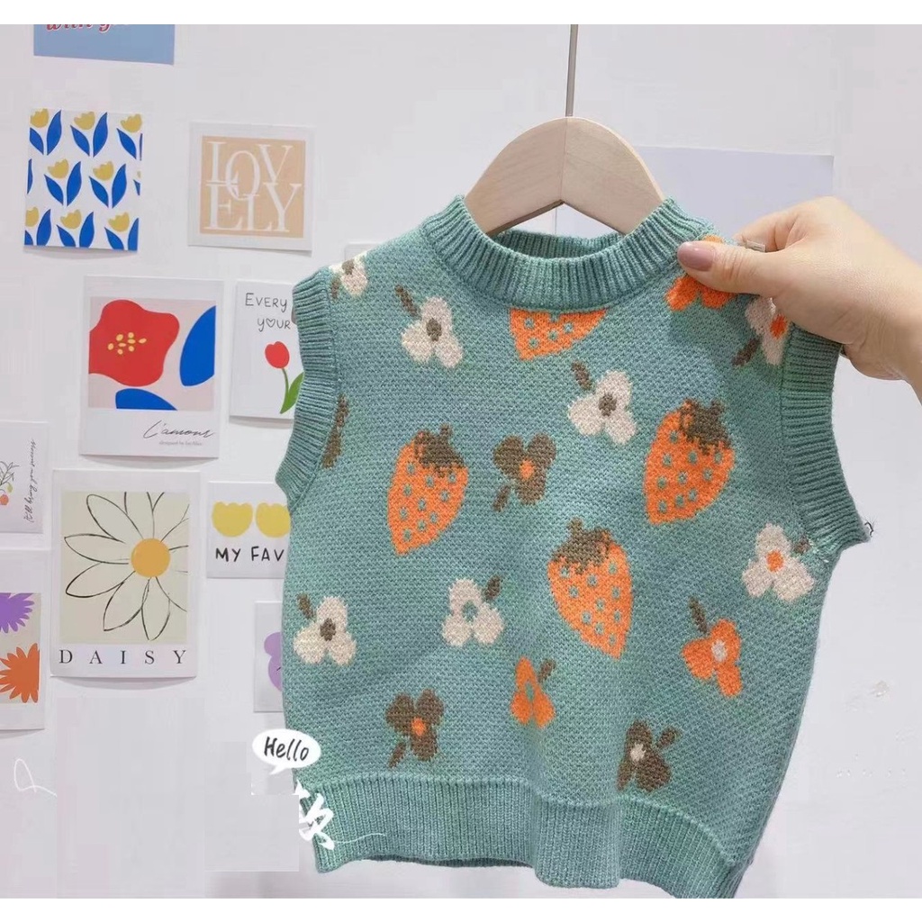 Áo len gile cho bé, Gile len bé gái 3-8 tuổi hàng WERZTOUN đanh sợi không bai xù điệu đà đáng yêu