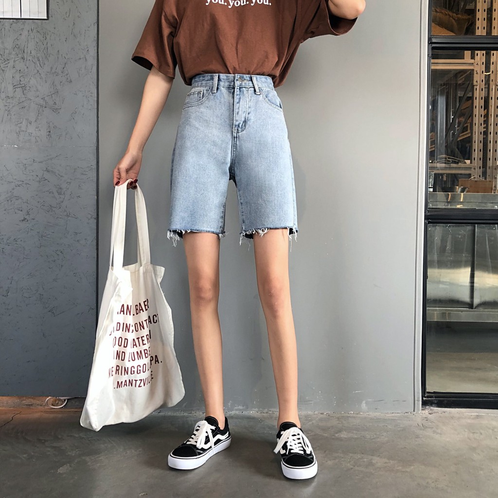 [SẴN] Quần shorts lửng jean nữ Ulzzang Quảng Châu QLJ51