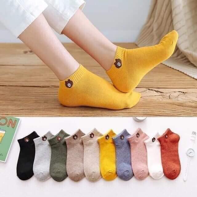 Set 10 đôi tất gấu nâu cổ ngắn nữ không bao giờ lỗi mốt, ngon, bổ, rẻ-giadungsieure