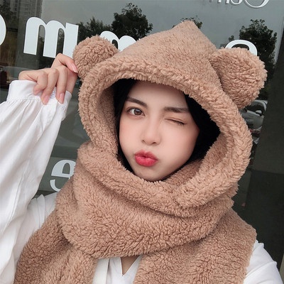 XPK446 SIÊU SALE Mũ bông cừu tai gấu kèm khăn quàng cổ và găng tay phụ kiện thời trang Hàn Quốc