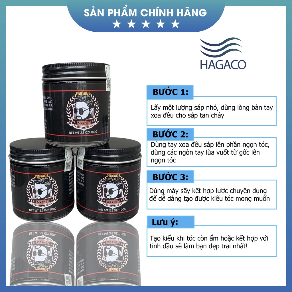 SÁP tạo kiểu tóc,giữ nếp tóc dành cho nam Pomade Cuzin Chính Hãng MN39