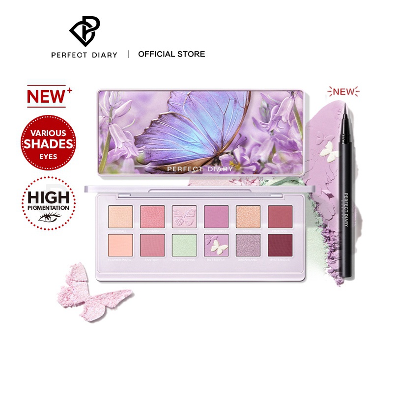 Set phấn mắt 14g + bút kẻ mắt 0.5ml Perfect Diary tiện dụng