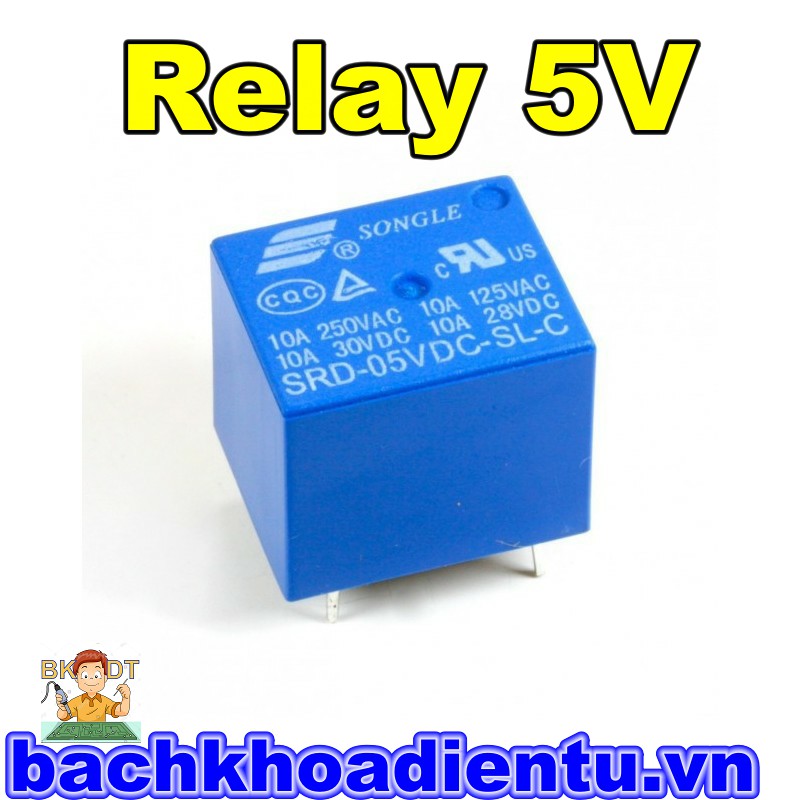 Rơ le, Relay 5V/12V/24V 10A 5 chân SRD chất lượng tốt.