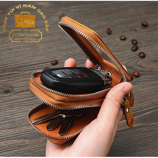 Bao Da Chìa Khóa 2 Ngăn Đa Năng Chất Liệu Da Thật Sang Trọng Bền Bỉ
