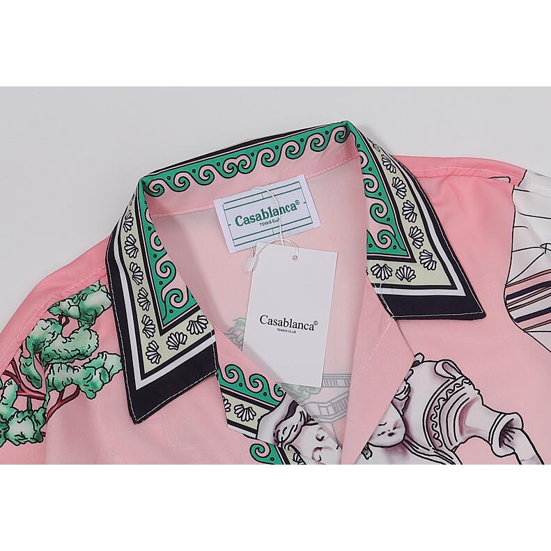 Casablanca Áo Sơ Mi cotton Ngắn Tay In Họa Tiết Thời Trang Dành Cho Nam Và Nữ