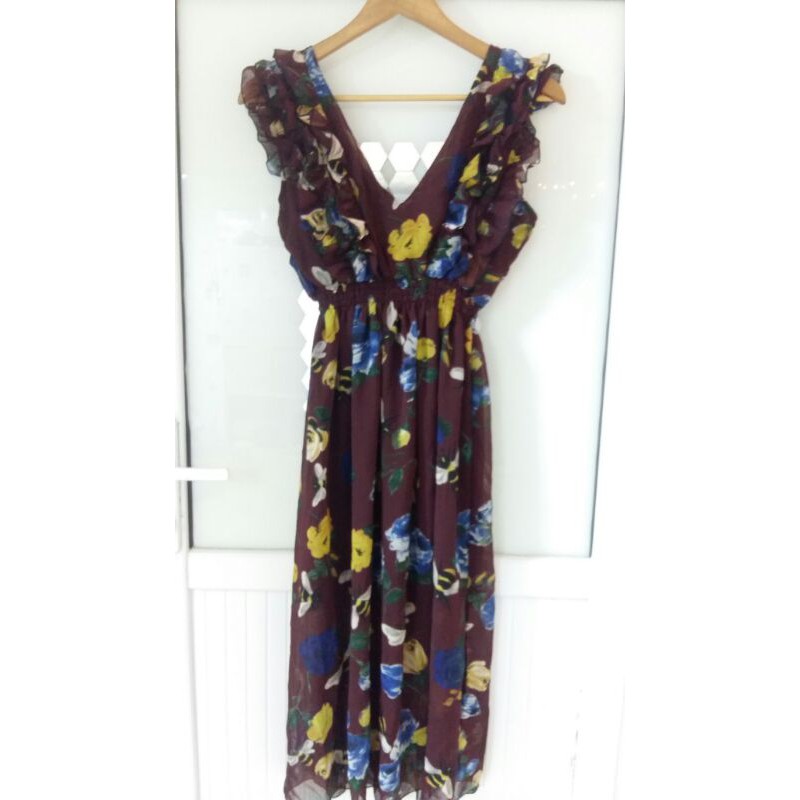 Đầm Maxi cổ v họa tiết