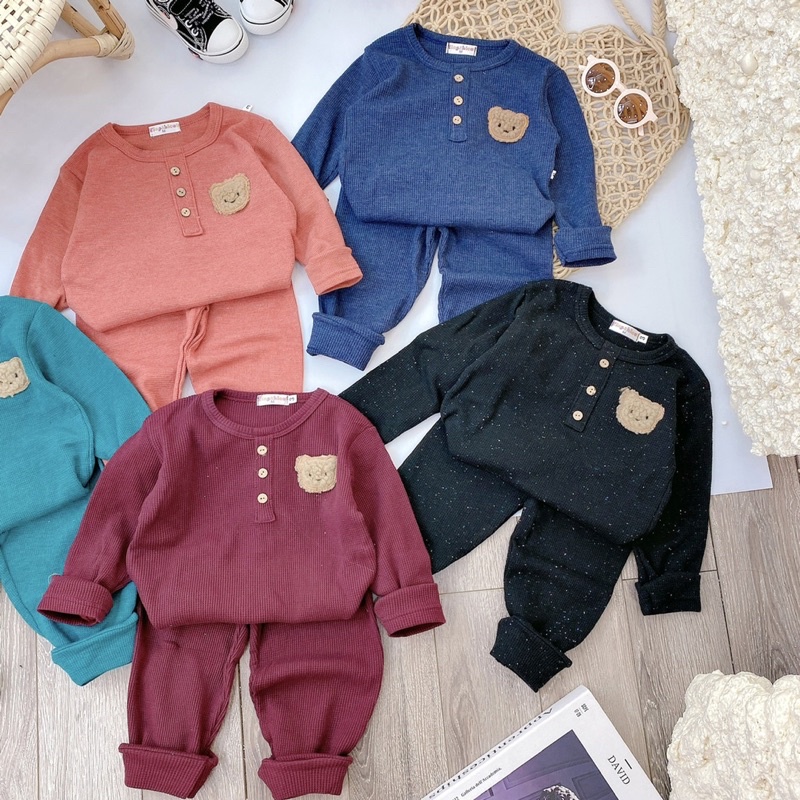 GẤU 3 KHUY Bộ dài tay TỔ ONG mã 36050