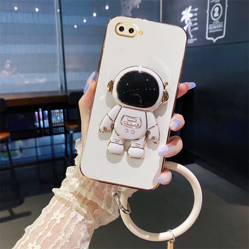 Ốp Điện Thoại Hình Phi Hành Gia Viền Vuông Kèm Dây Đeo Cho OPPO A53 A33 A52 A83 A92 A91 A31 A9 A5 2020 A3s