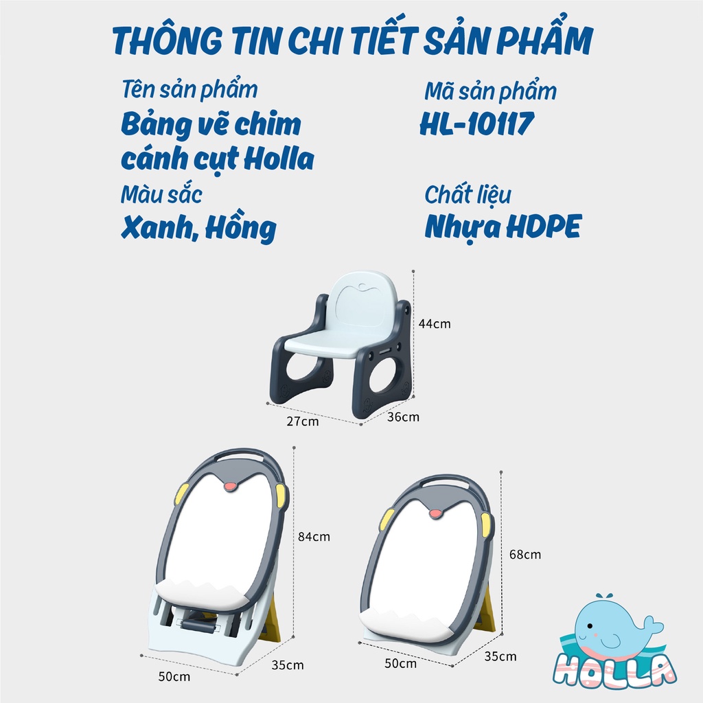 Bảng vẽ chim cánh cụt Holla kèm ghế