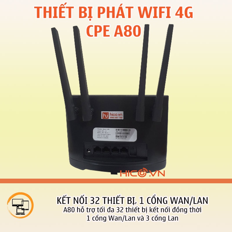 Bộ phát wifi từ sim 4G CPE – A80 tốc độ 300Mb hỗ trợ cổng WAN/LAN hỗ Trợ Tối Đa 32 Thiết Bị, có review của khách hàng