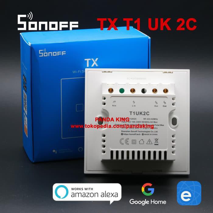 Công Tắc Cảm Ứng Thông Minh Sonoff 2 - T1 Uk 2 Gang Wi-Fi