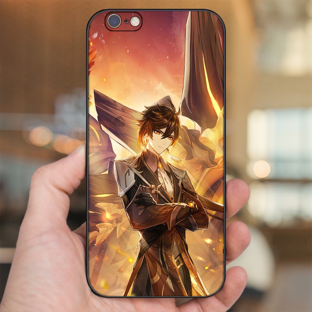 Ốp lưng iPhone 6, 6s dẻo đen cạnh vuông in hình Zhongli Genshin Impact