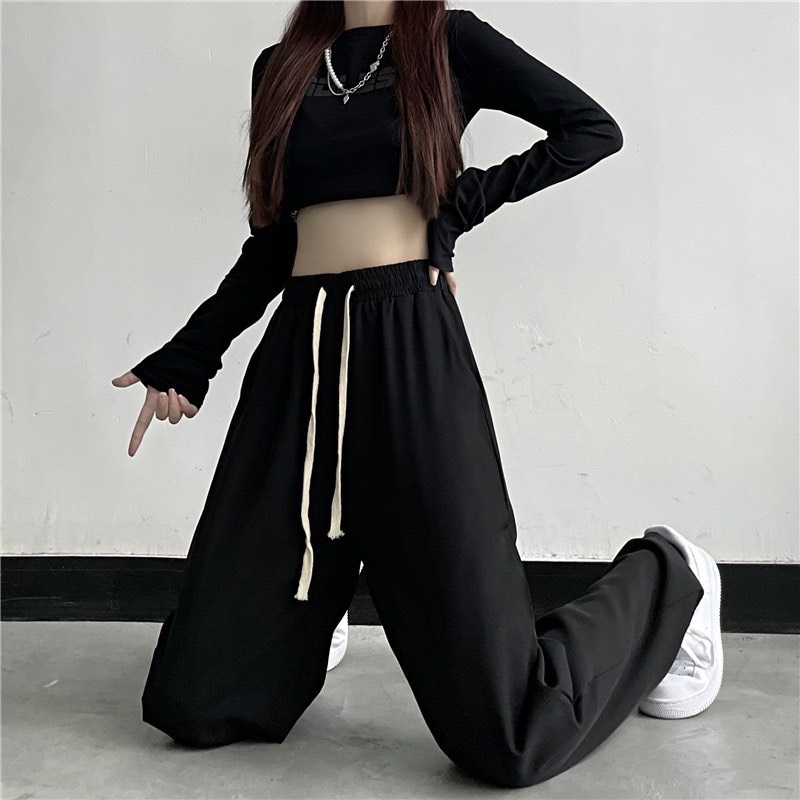 Quần suông nhung tăm có dây bản to, cá tính năng động M2452 Dora Style kèm video ảnh thật-mã 106A