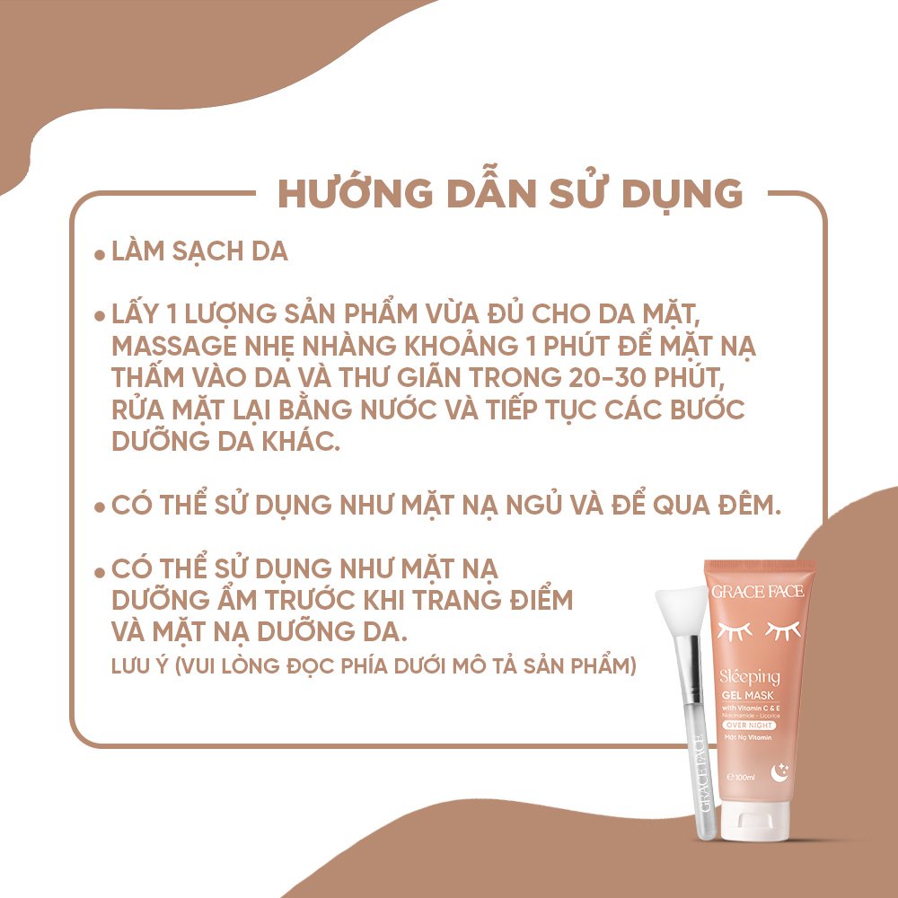 Mặt nạ HA dưỡng trắng da cấp ẩm chống lão hoá Grace Face Sleeping Gel Mask 100ml