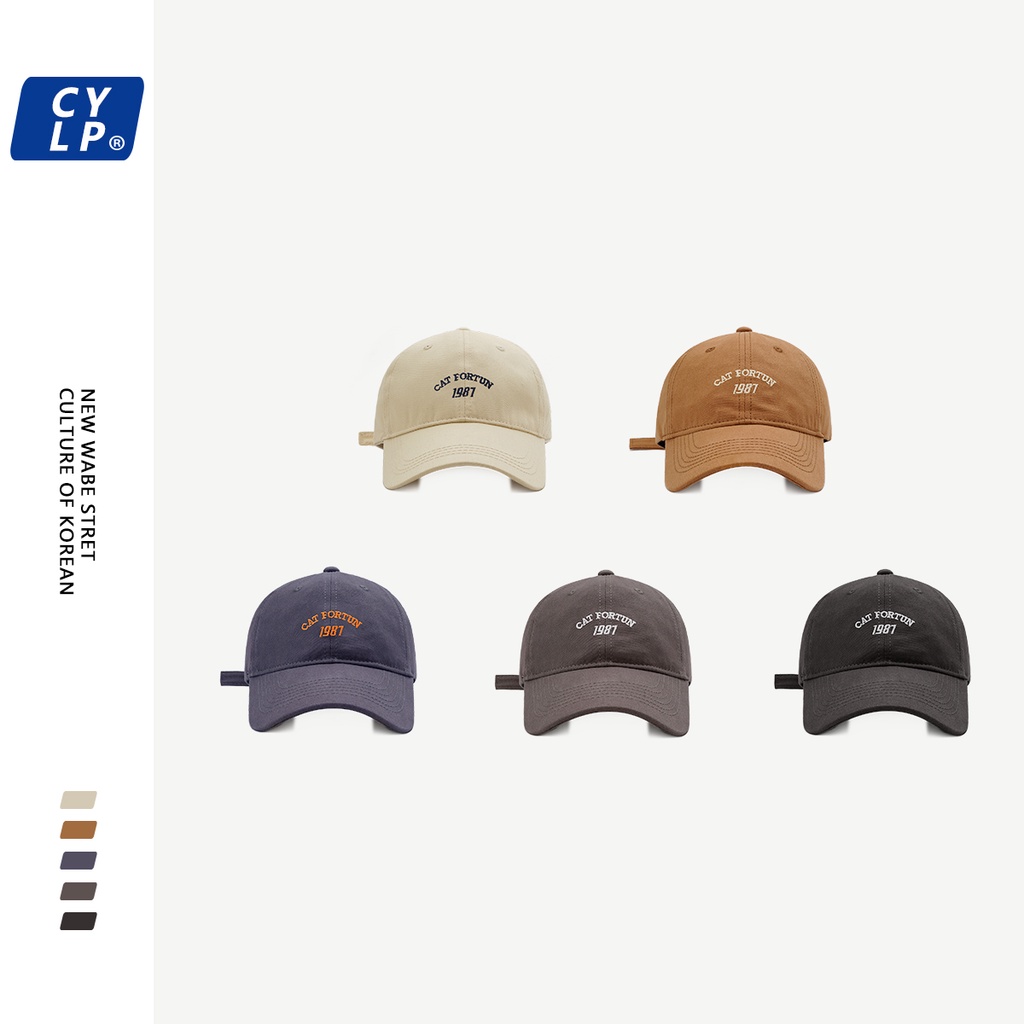 Nón lưỡi trai mềm thêu 1987 thời trang thu đông phong cách hàn quốc cho nam và nữ