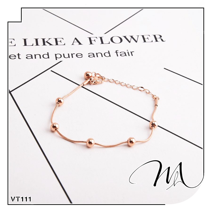 Lắc chân nữ Titan không gỉ dây mì phối bi đơn giản - Măng's House LC53