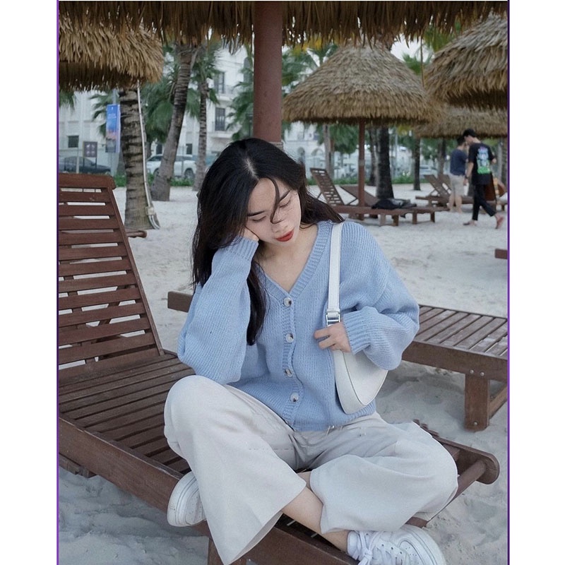 Áo Len Cardigan Trơn Dáng Lửng Hàng Quảng Châu M1063