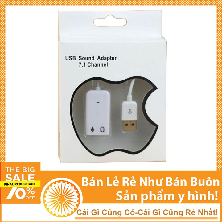 Cáp Âm Thanh 7.1 Chuyển Đổi Từ Cổng USB Ra Loa và Tai Nghe (Trắng)