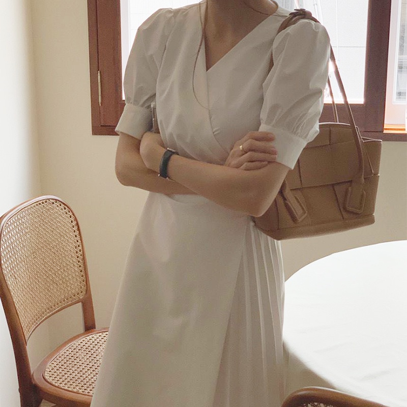 Đầm cổ chữ V thiết kế mới thời trang theo phong cách Hàn Quốc 45120