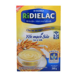 Bột ăn dặm Ridielac yến mạch sữa hộp giấy 200g