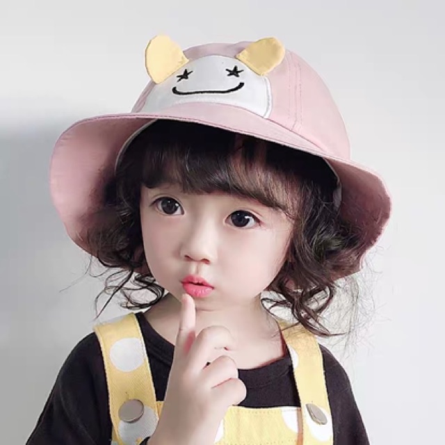 Mũ che nắng trẻ em vành rộng ulzzang nhiều màu cho bé nón Bucket Họa Tiết Hoạt Hình MU1