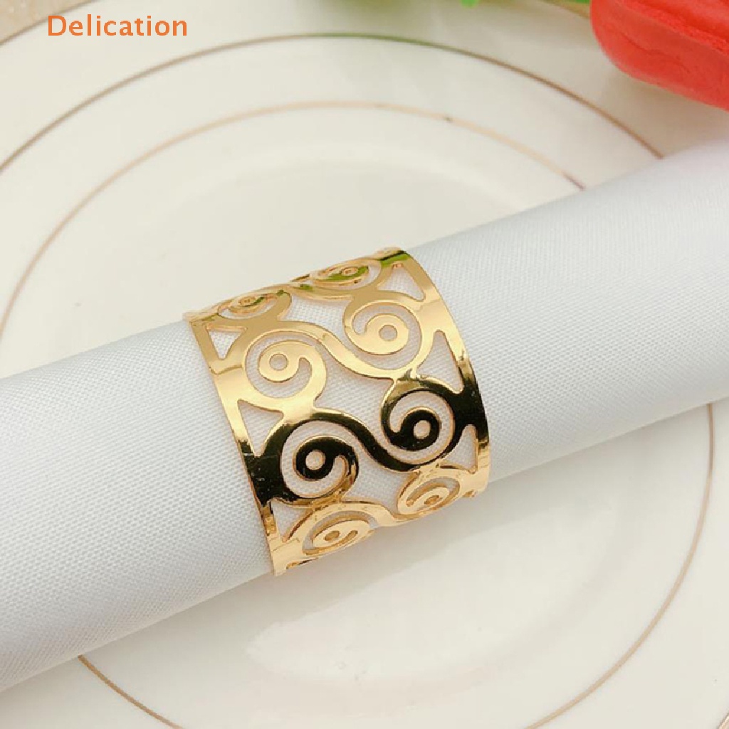 Vòng Nhẫn Giữ Khăn Ăn Khoét Lỗ Tròn Màu Vàng Dùng Trang Trí Bàn Ăn / Tiệc Cưới