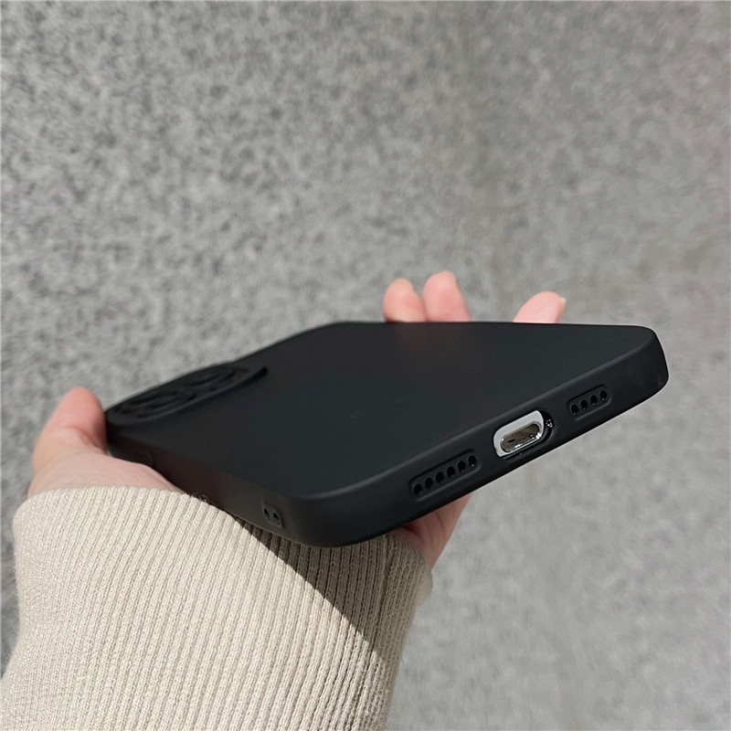 Ốp điện thoại da giả mềm màu đen đơn giản chống bám dấu vân tay thời trang cho iPhone 7Plus 8Plus 11 X XS 12 13 Pro Max