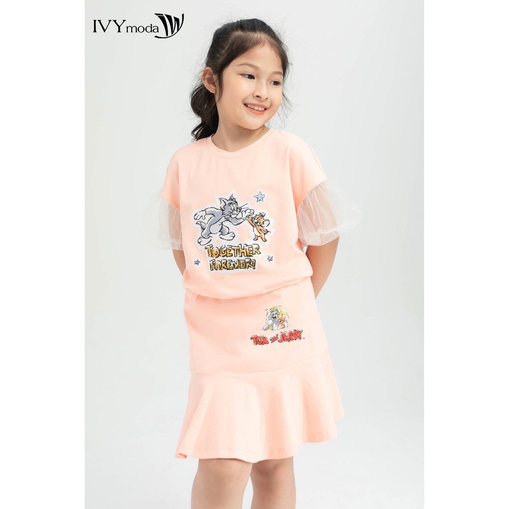 Áo thun (kèm chân váy) Tom&Jerry bé gái IVY moda MS 57G1270