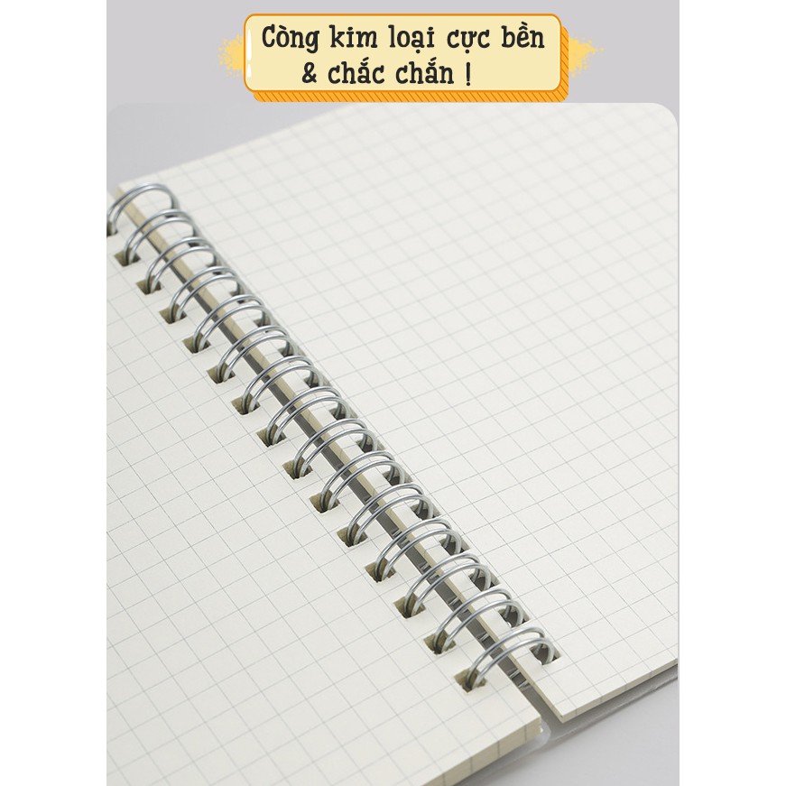 [Còng Ngang B5/A5/A6] Sổ Tay Gáy Xoắn Lò Xo Bìa Còng Nhựa Trong Suốt Bullet Journal Chất Giấy Cực Đẹp - RosyPosy