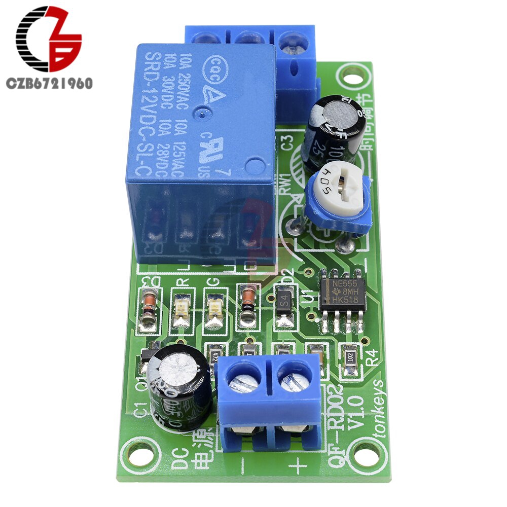 NE555 Time Delay Relay DC 12V Conduction Trigger Timing Delay Timer Switch Pulse Generation Adjustable Time Relay Module