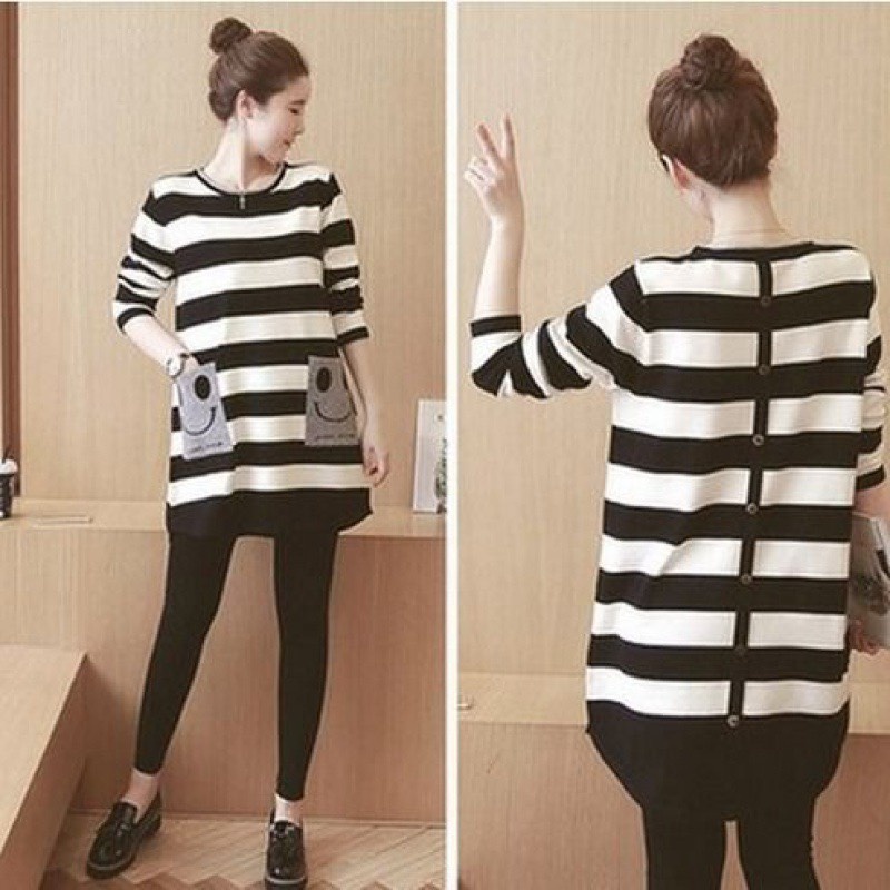 Áo bầu dài tay thu đông chất cotton thời trang cao cấp đẹp giá rẻ đồ bầu quần áo bầu