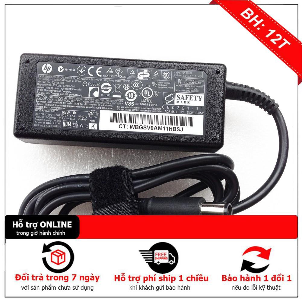 [BH12TH] Hàng Zin, sac laptop hp 18.5V - 3.5A,65W, chân kim to, Original ZIN