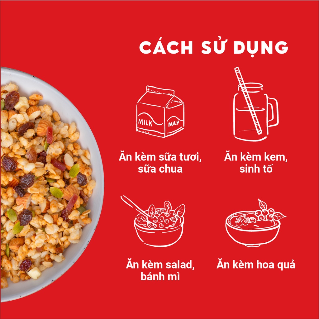Ngũ Cốc OATTA Vàng Yến Mạch Trái Cây Hạnh Nhân Phô Mai, Giảm Cân, Ăn Kiêng, Ăn Sáng, Bữa Ăn 1 Phút 800g