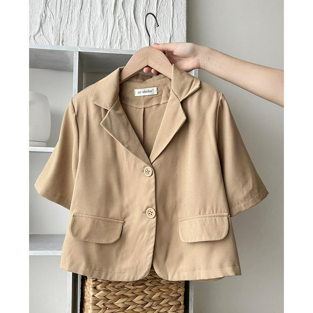 Áo blazer ngắn tay 2 khuy dáng rộng thanh lịch he186