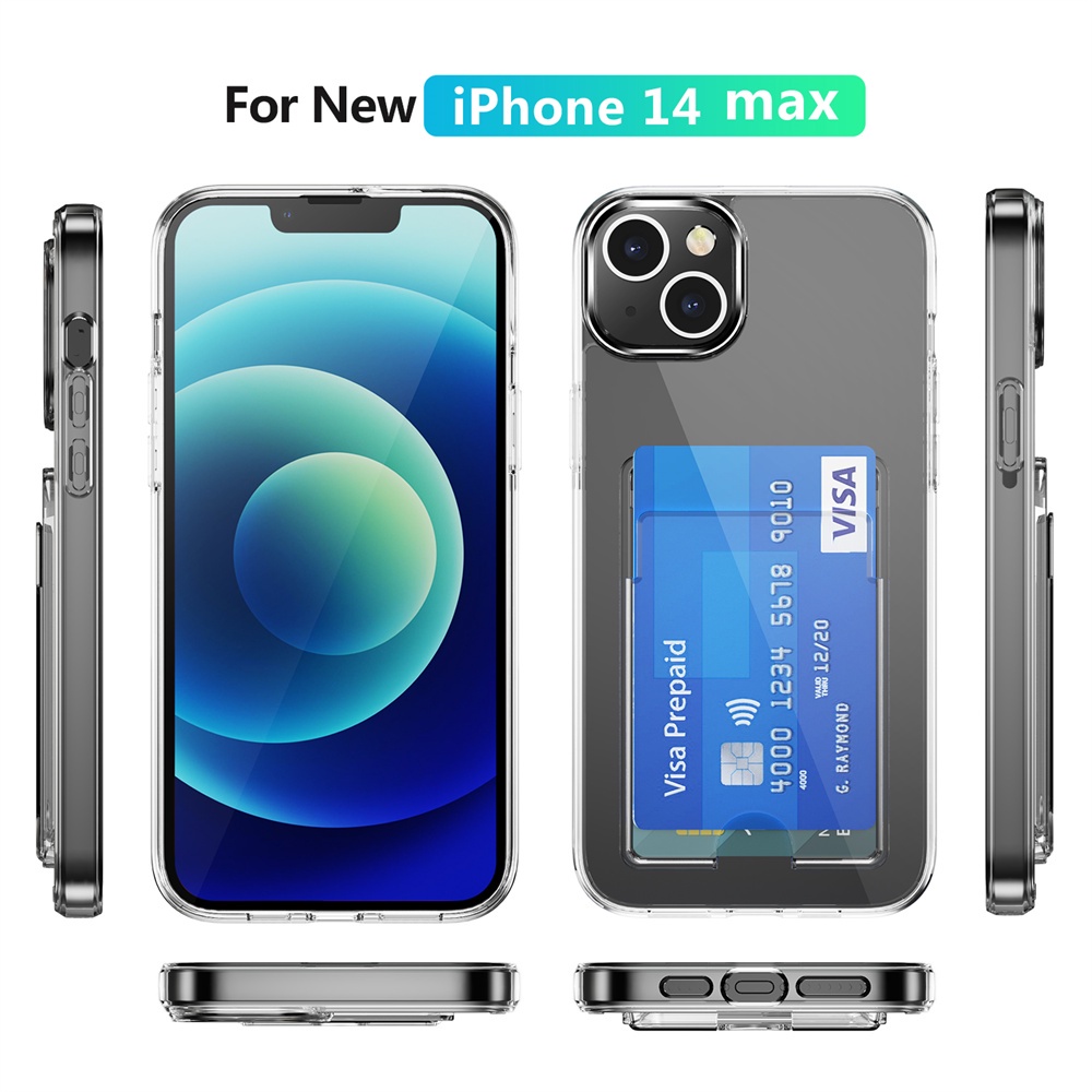 Ultra Ốp Điện Thoại pc Cứng Trong Suốt Siêu Mỏng Chống Sốc Kèm Ngăn Đựng Thẻ Cho iphone 15 14 13 12 11 pro max
