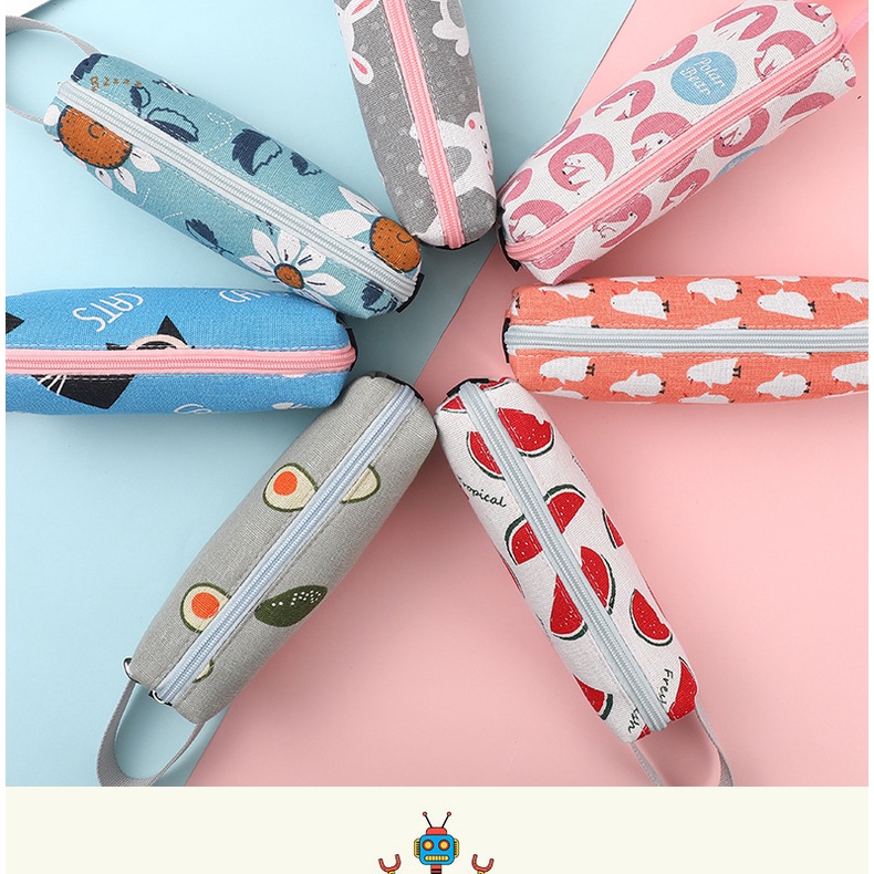 Bóp viết vải canvas họa tiết Dễ thương cao cấp - HB03