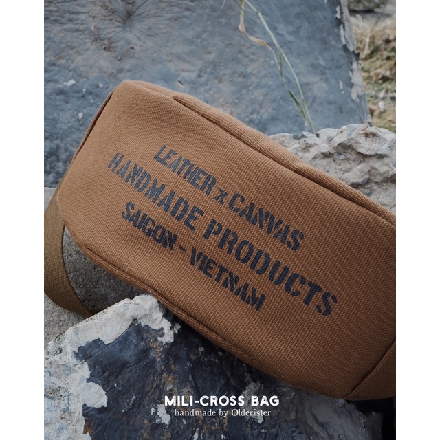 Túi đeo chéo Mili-Cross Bag - Màu nâu - Thương hiệu Olderister - Tiệm Cũ Kĩ