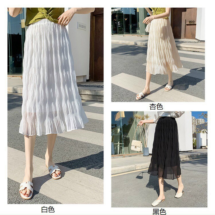 Chân váy dài chất nhăn Quảng châu hàng đẹp