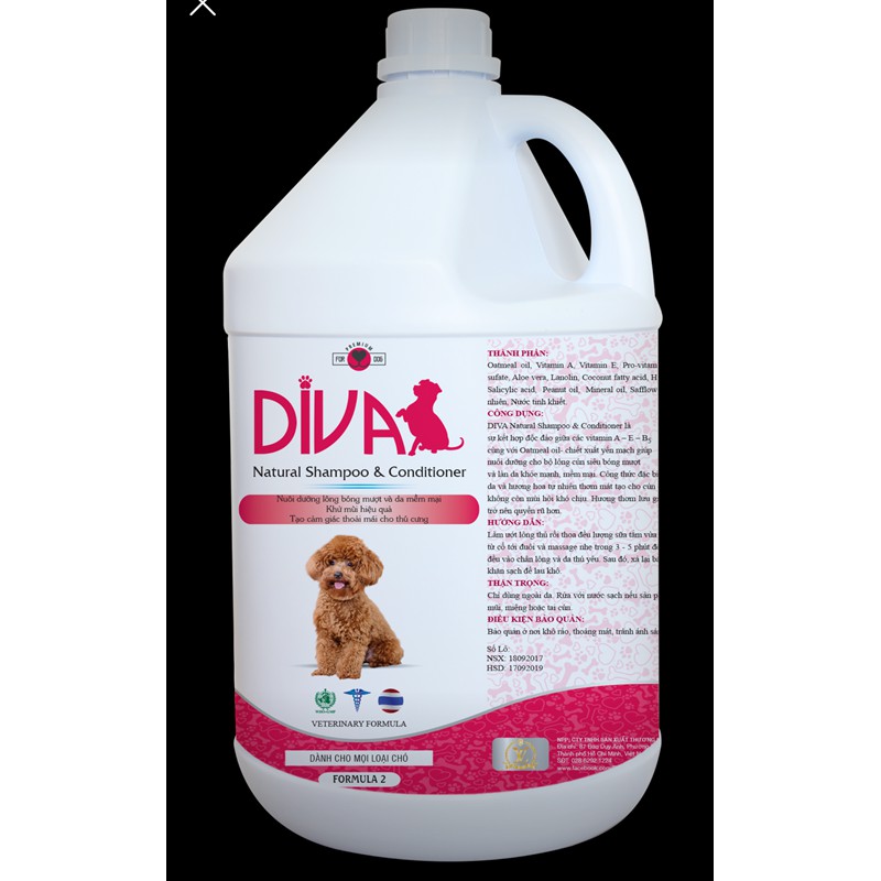 [LXPET] Sữa tắm DIVA dưỡng lông cho chó mèo 4l