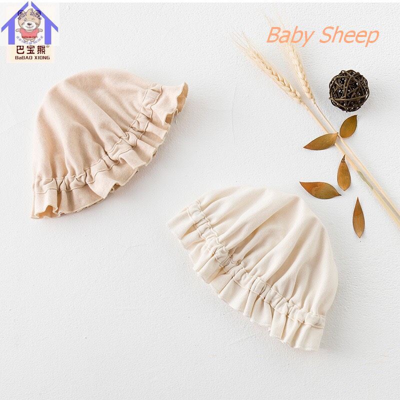 Mũ cho bé gái 0-1 tuổi mũ beanie trùm đầu ORGANIC 100% COTTON HỮU CƠ TỰ NHIÊN cực kỳ xinh xắn ( dày )