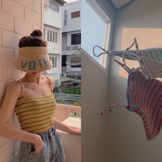 Áo 2 dây tăm kẻ cotton siêu mát