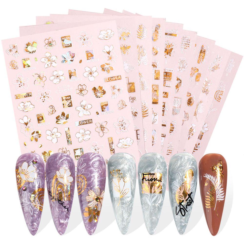 Miếng Dán Trang Trí Móng Tay Hình Hoa Lá Xinh Xắn|Áo Thun Trắng Thời Trang Trẻ Trung