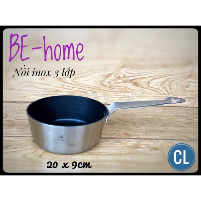 Nồi inox chống dính behome 3 lớp 20 sâu 9cm-304