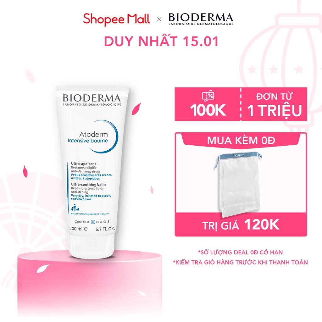 Kem làm dịu da dành cho da rất khô hoặc nhạy cảm Bioderma Atoderm Intensive Baume - 200ml