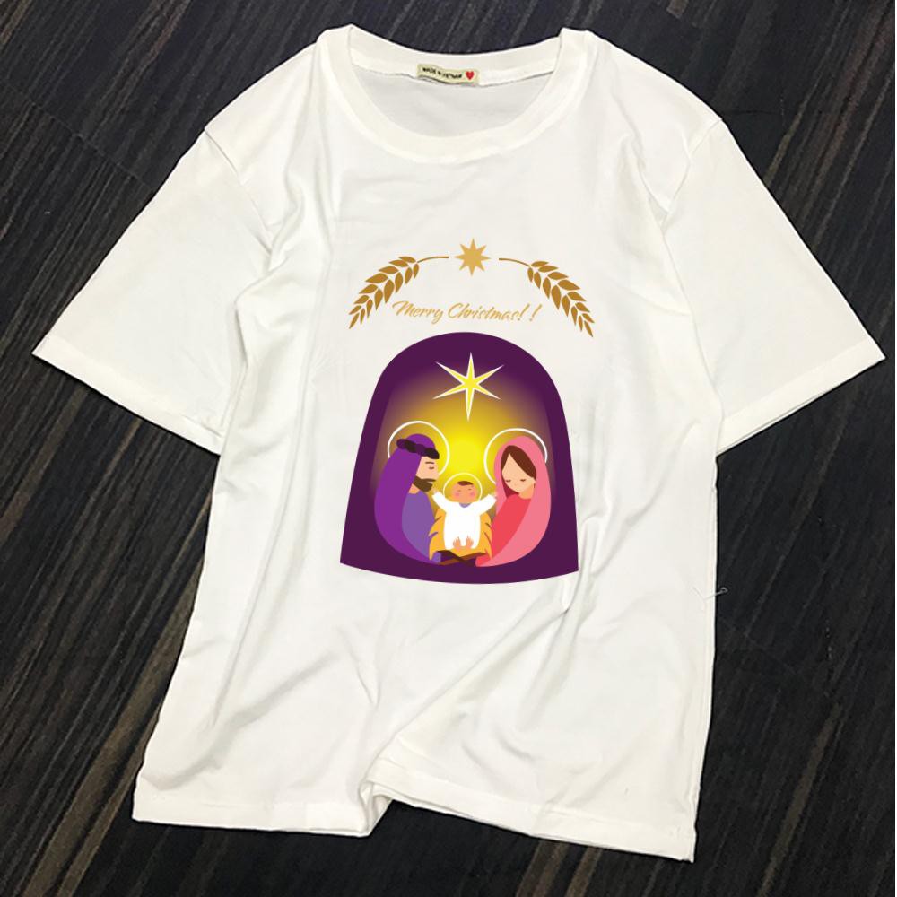 ÁO THUN AOMIVN Thiên Chúa Giêsu Kokeshis Nativity Scene Merry Christmas TAY LỠ  PHÔNG IN AOMI