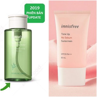 Combo tẩy trang trà xanh innisfree 300ml + kem chống nắng innisfree no sebum 50ml (queen)