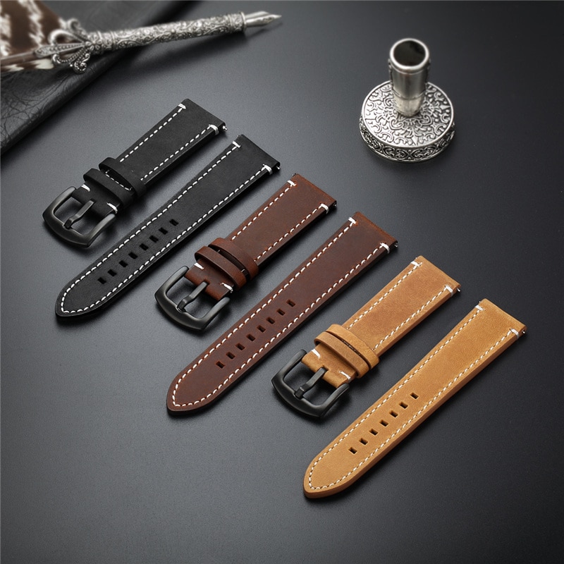 Dây Đeo Bằng Da Thật Phong Cách Vintage Cho Đồng Hồ Thông Minh Samsung Galaxy Watch 5 / 4 44mm 40mm / 5 pro / 4 Classic / Active 2 20mm / 22mm