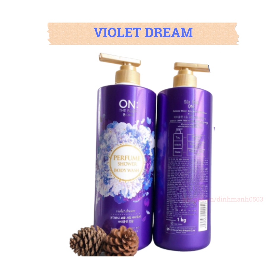 Sữa Tắm Dưỡng Ẩm, Dưỡng Da Hương Nước Hoa Hàn Quốc On: The Body Classic Pink – Violet Dream – Whitening &amp; Perfume 1000ml