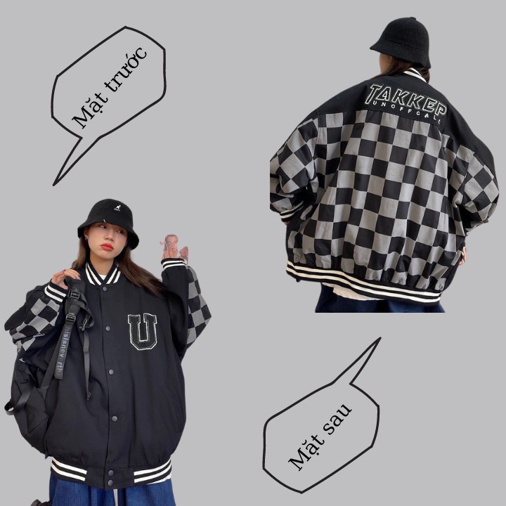 Áo Khoác Dù Nam Nữ Fom Rộng Áo Bomber Nữ In Hình Kẻ Caro Unisex Thời Trang Hót Hiện Nay.